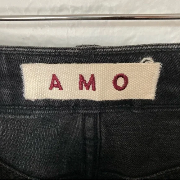 AMO Chloe Crop with Piping Black Natural Wash Jeans, Size 25 - Picture 6 of 10